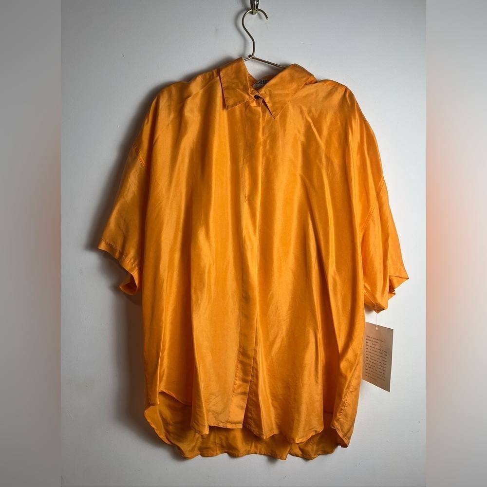 Vintage Sheba Orange Women's Blouse NWT Washable Silk